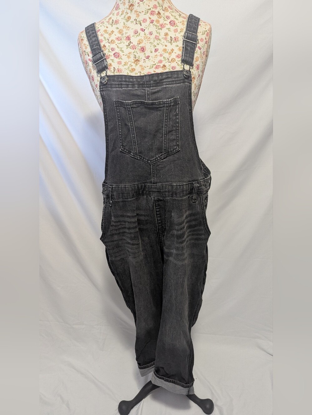 Old Navy Black Washed Denim Overalls Size 18 Petite